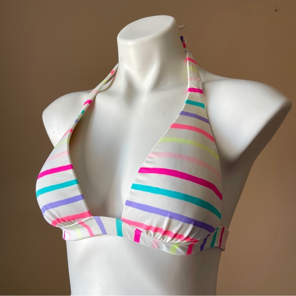 VICTORIA'S SECRET | Striped Halter Swim Top Sz M - Picture 2 of 7